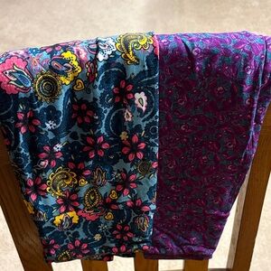 LuLaRoe Floral and Paisley Leggings - Blue and Purple